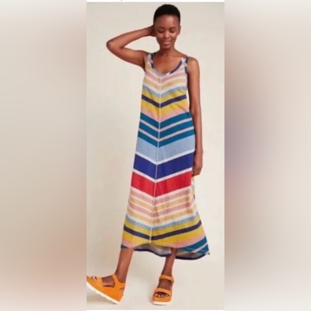 Anthropologie Saturday Sunday Stripe Boho Maxi Tank Dress Sundress SZ XS *